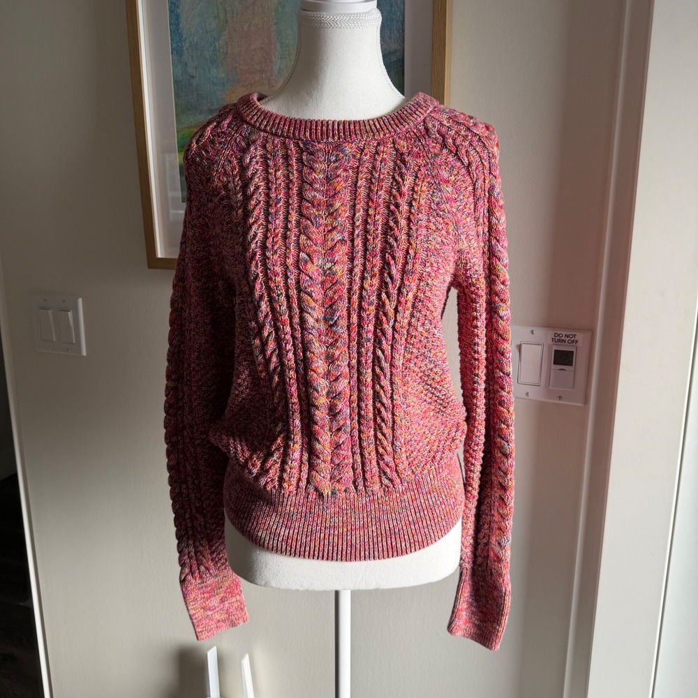 GAP FOR GOOD 100% Cotton Marled Cable Knit Pullover Sweater Size M Boho Chic